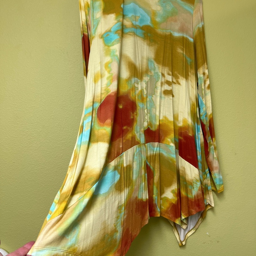 LOGO by Lori Goldstein Yellow and Green Cardigan - Picture 10 of 11